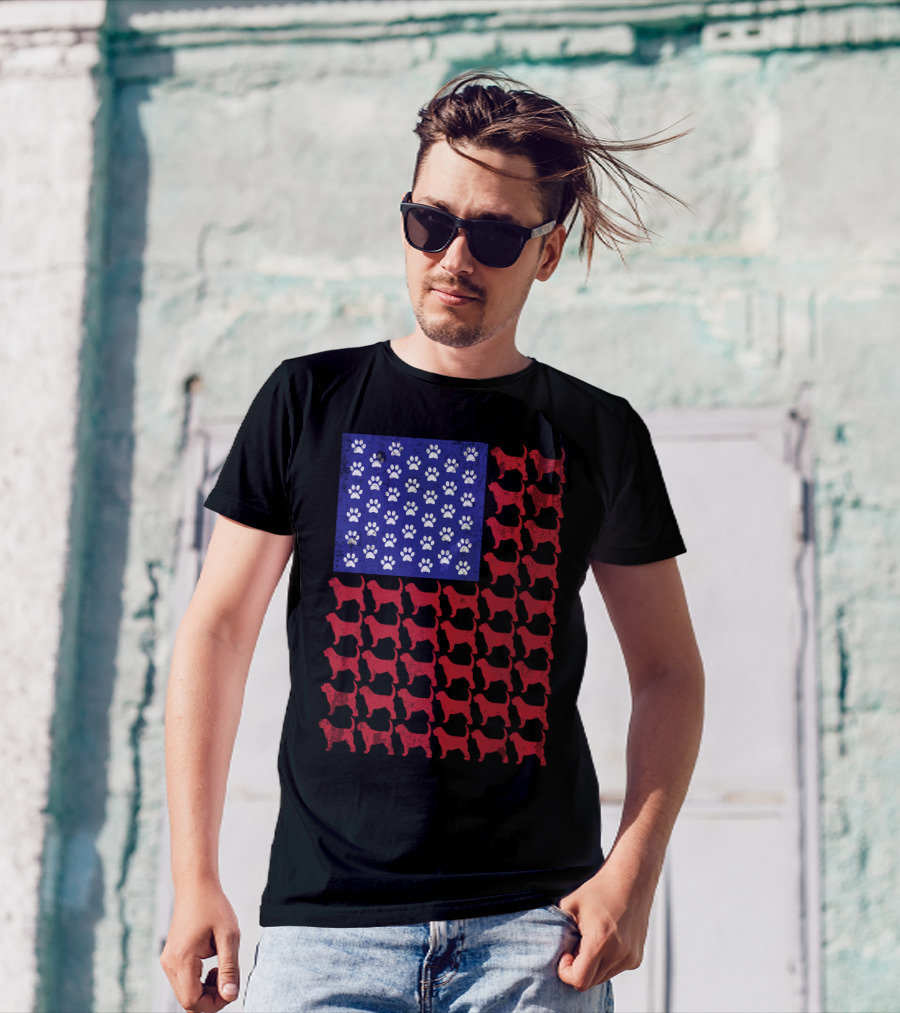 Otterhound American Flag Paw Prints And Dog T-Shirt