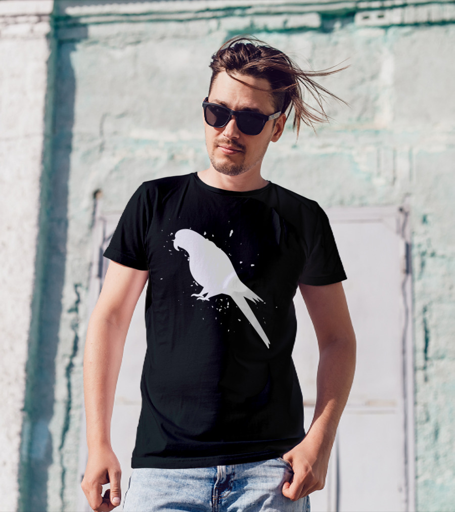 Parot M3acaw Silhouette Bird Splash Contrast T-Shirt
