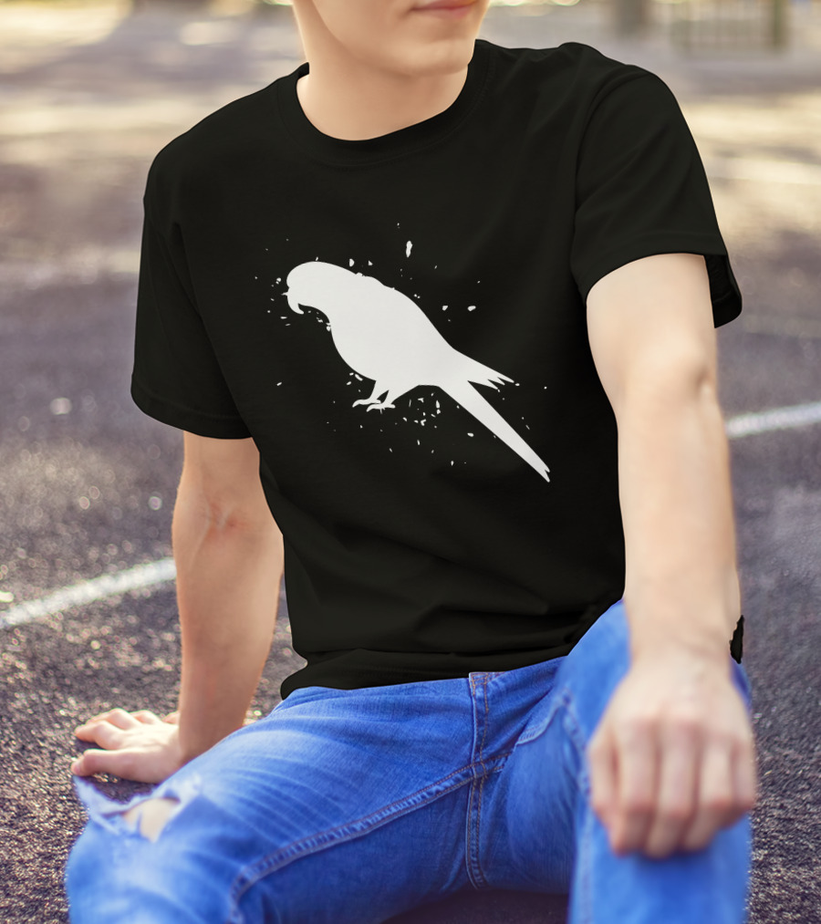 Parot M3acaw Silhouette Bird Splash Contrast T-Shirt