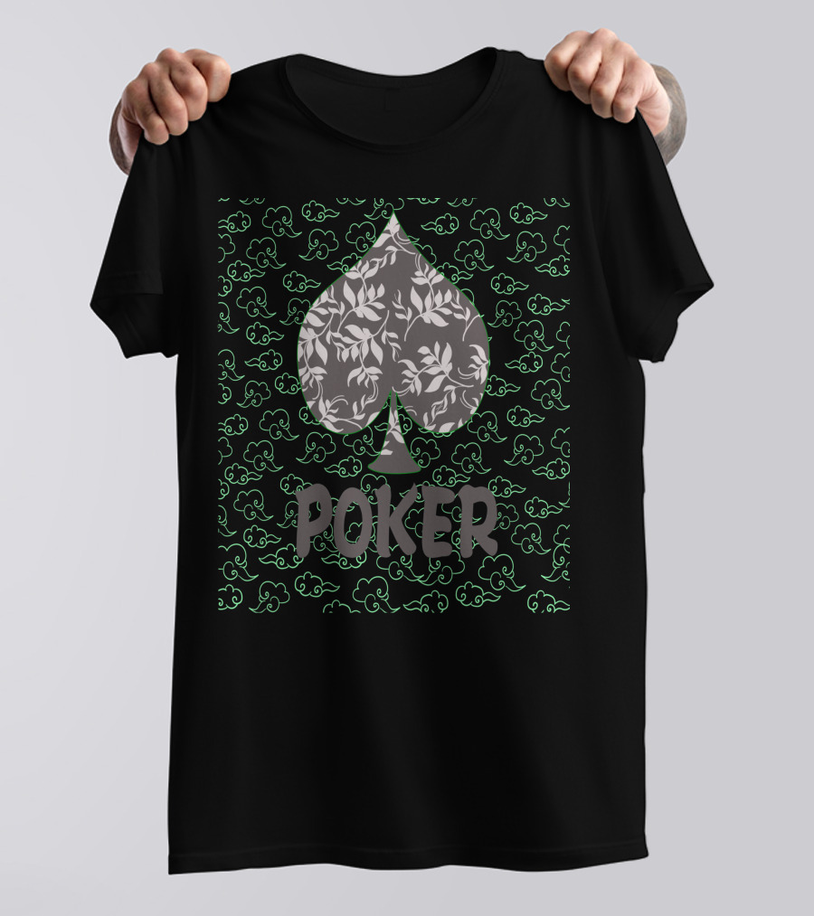 Poker Spade With Floral And Swirling T-Shirt