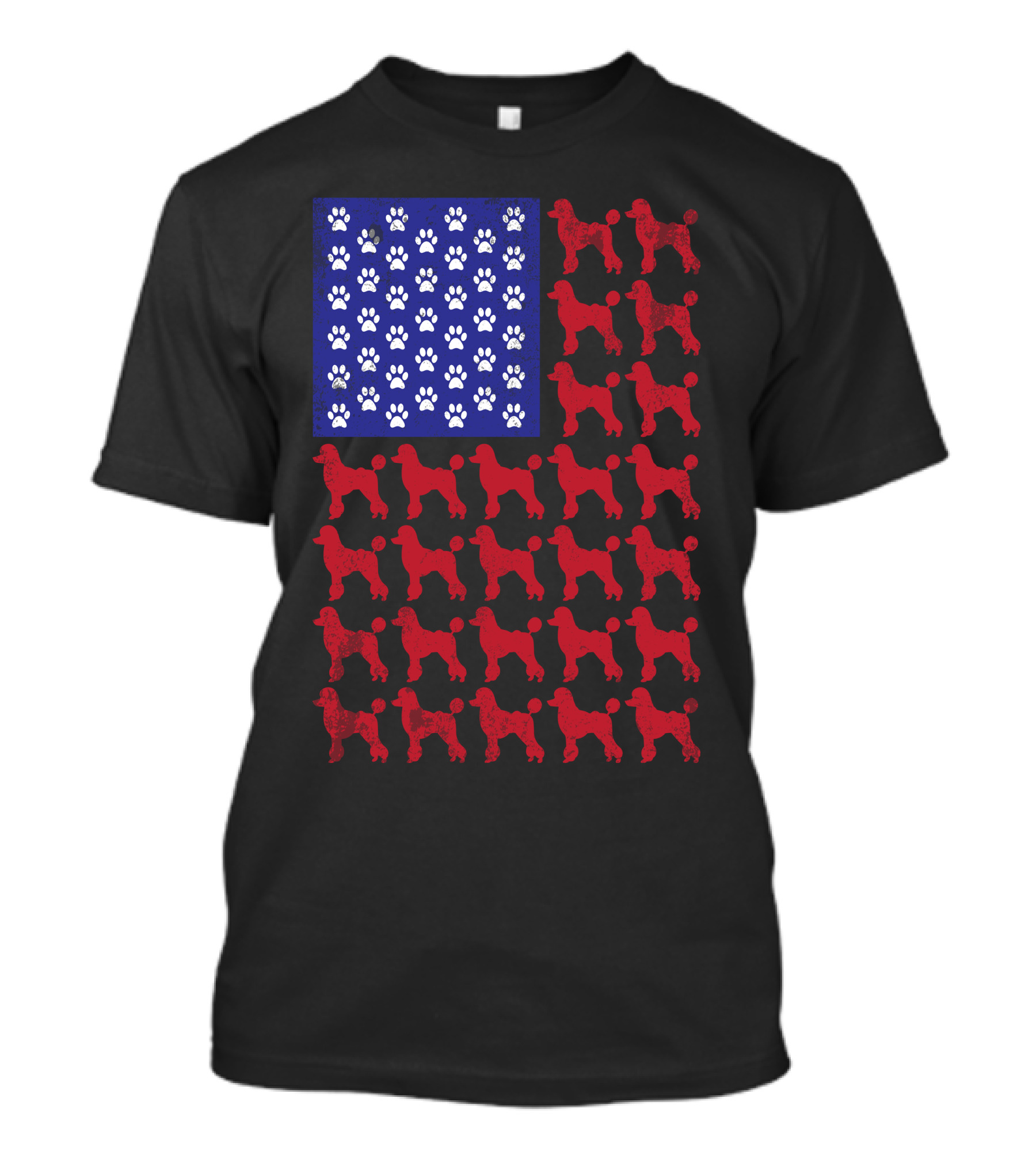 Poodle Paw Print American Flag T-Shirt