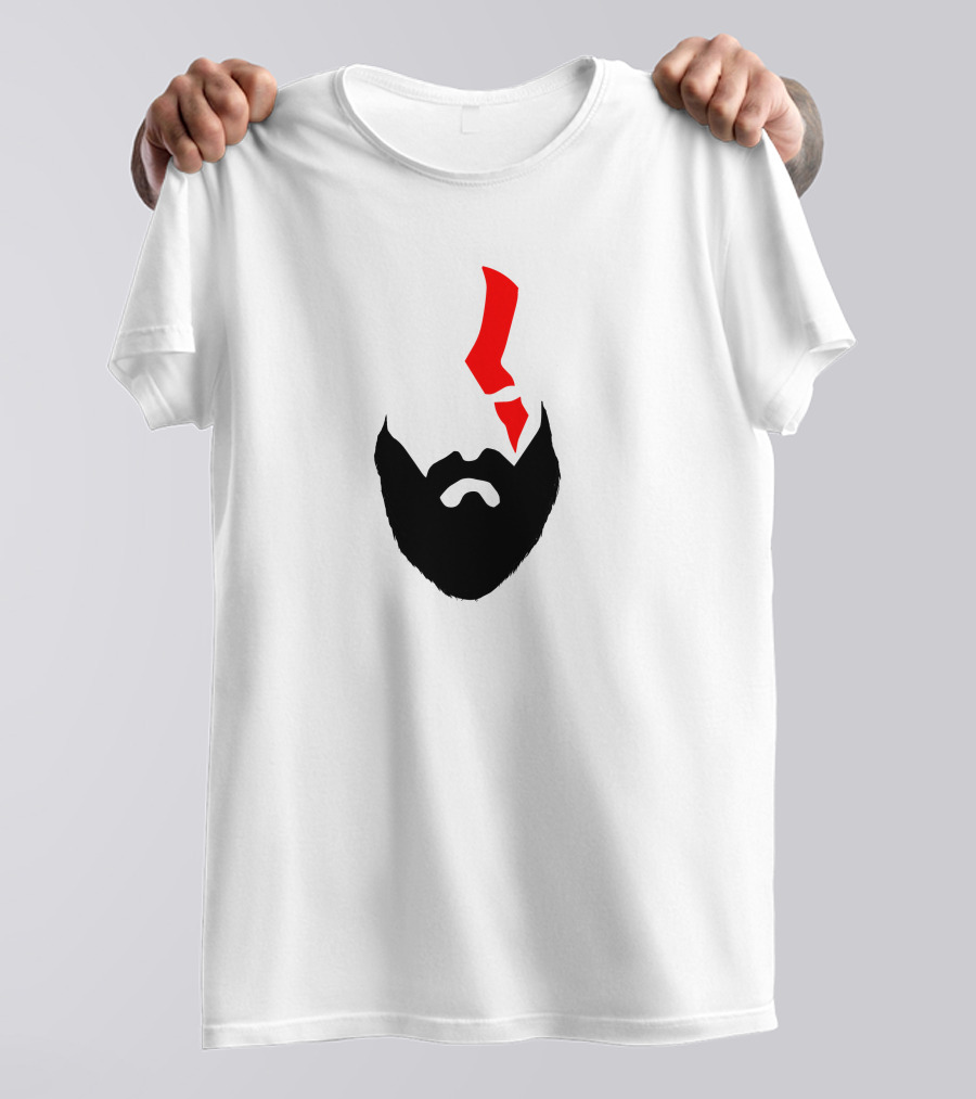 Kratos Project Greek God Of War Beard Silhouette Red Mark T-Shirt