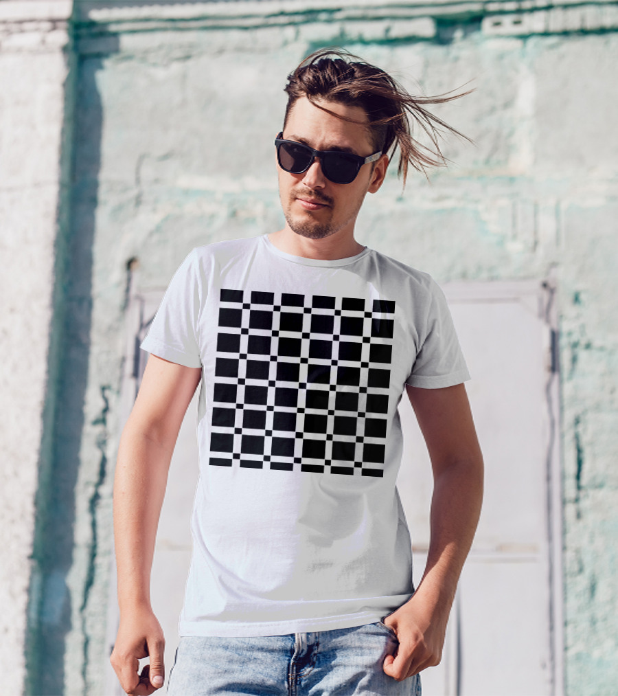 Quadri Black And Dark Gray Checkered T-Shirt