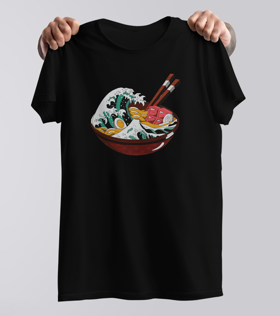 The Great Ramen Wave Bowl Japan Noodle Art Mashup T-Shirt