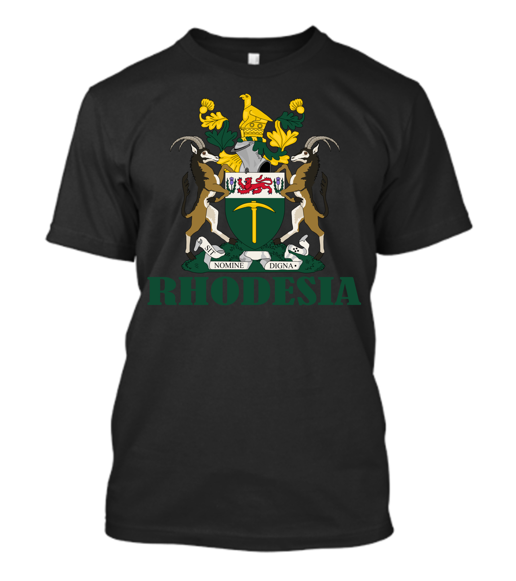 Rhodesia Coat Of Arms Sable Antelope Shield Nomine Digna T-Shirt