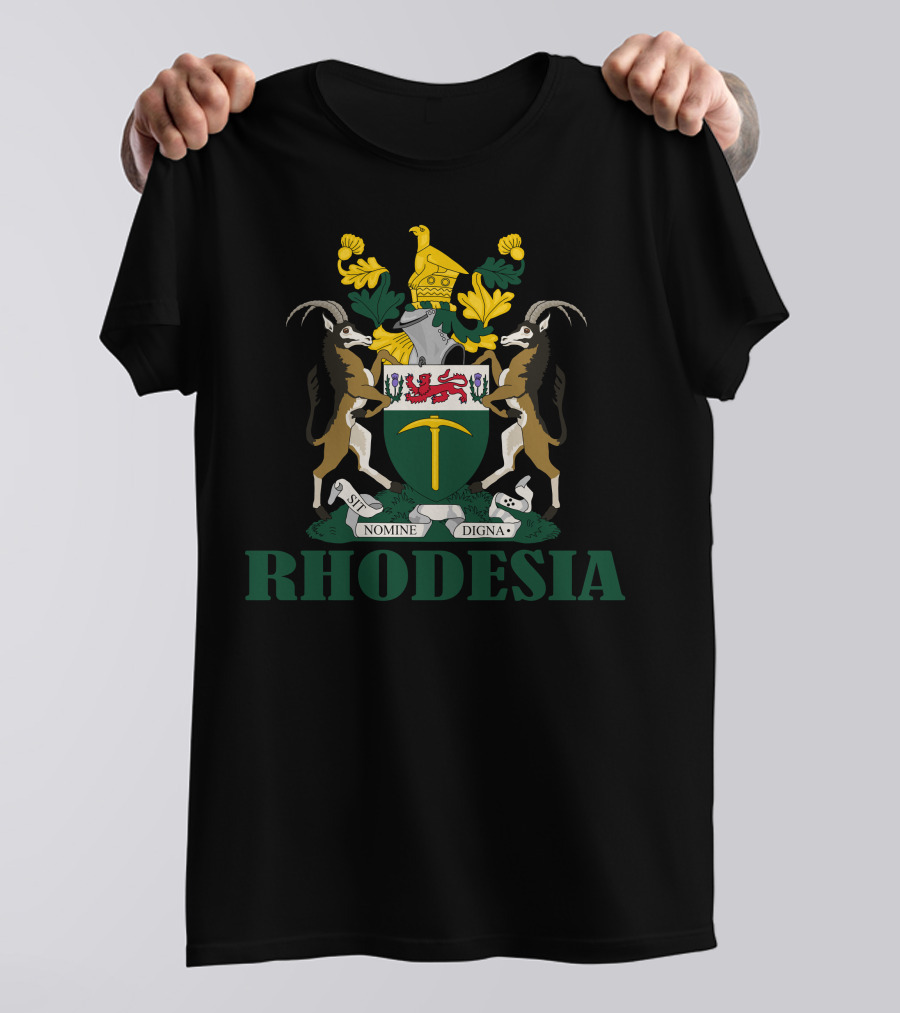 Rhodesia Coat Of Arms Sable Antelope Shield Nomine Digna T-Shirt