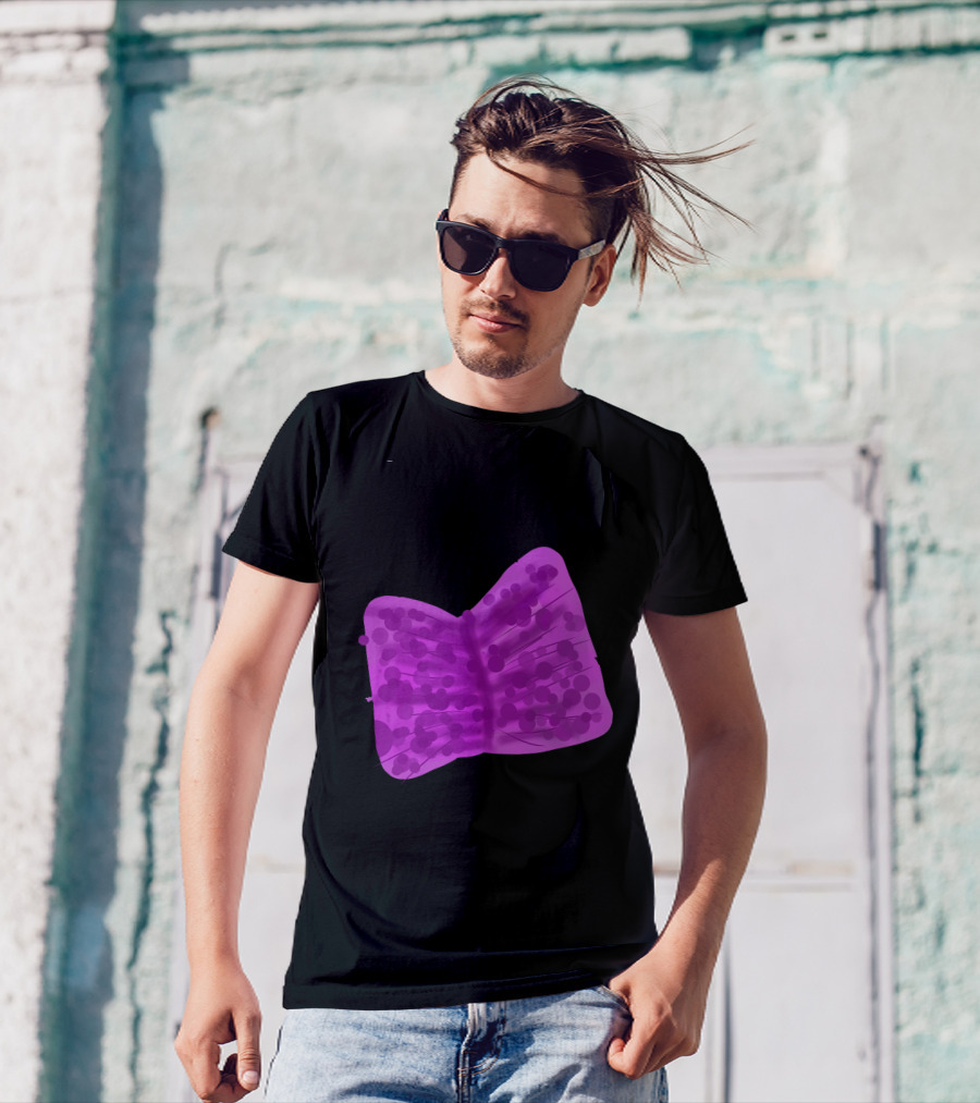 Romance Ribbon Butterfly Purple Dot Pattern By Marceliana T-Shirt