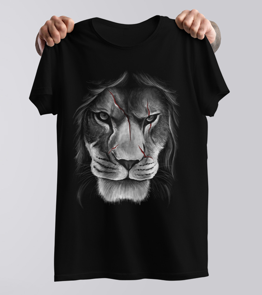 Scarface Lion Face With Dramatic Scars T-Shirt