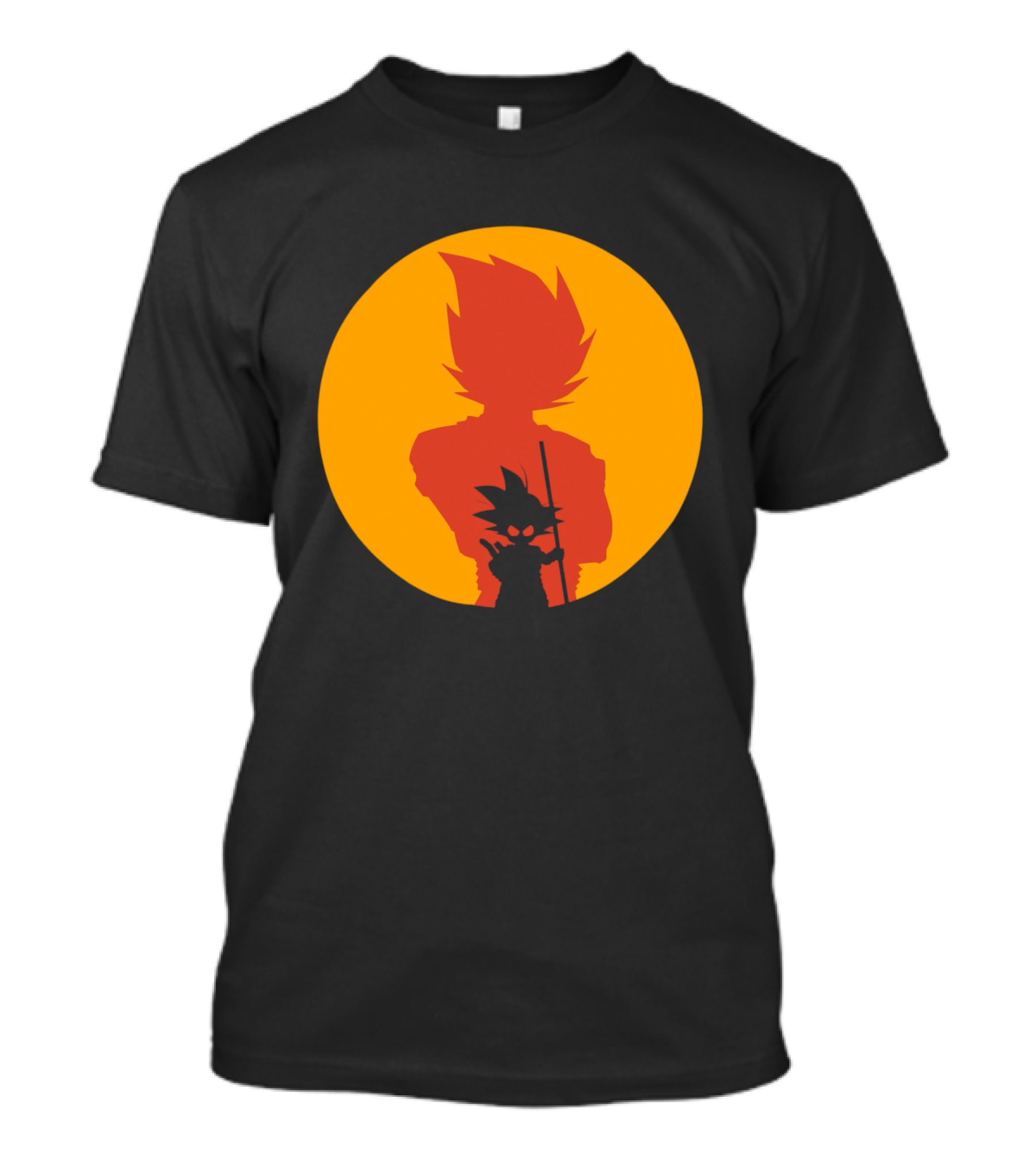 Shadow Goku Silhouette Against Fiery Sunset T-Shirt