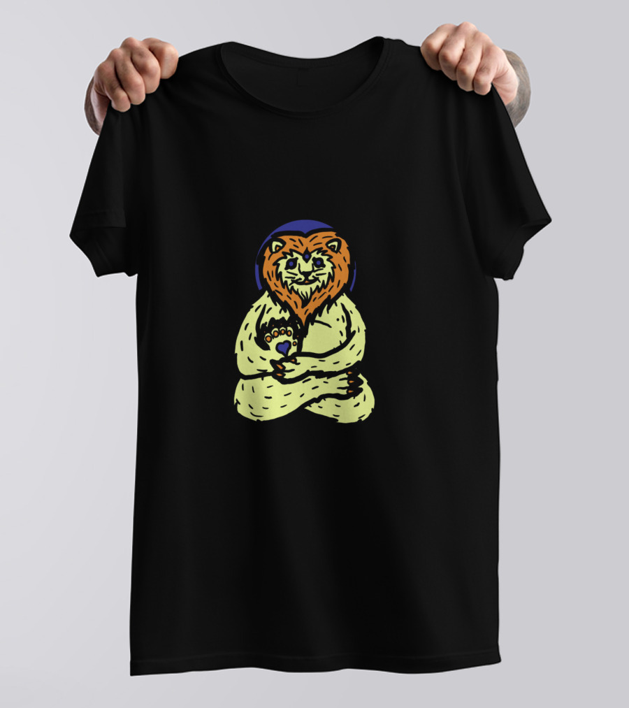 Spirit Animal Lion Meditating With Heart Paw T-Shirt