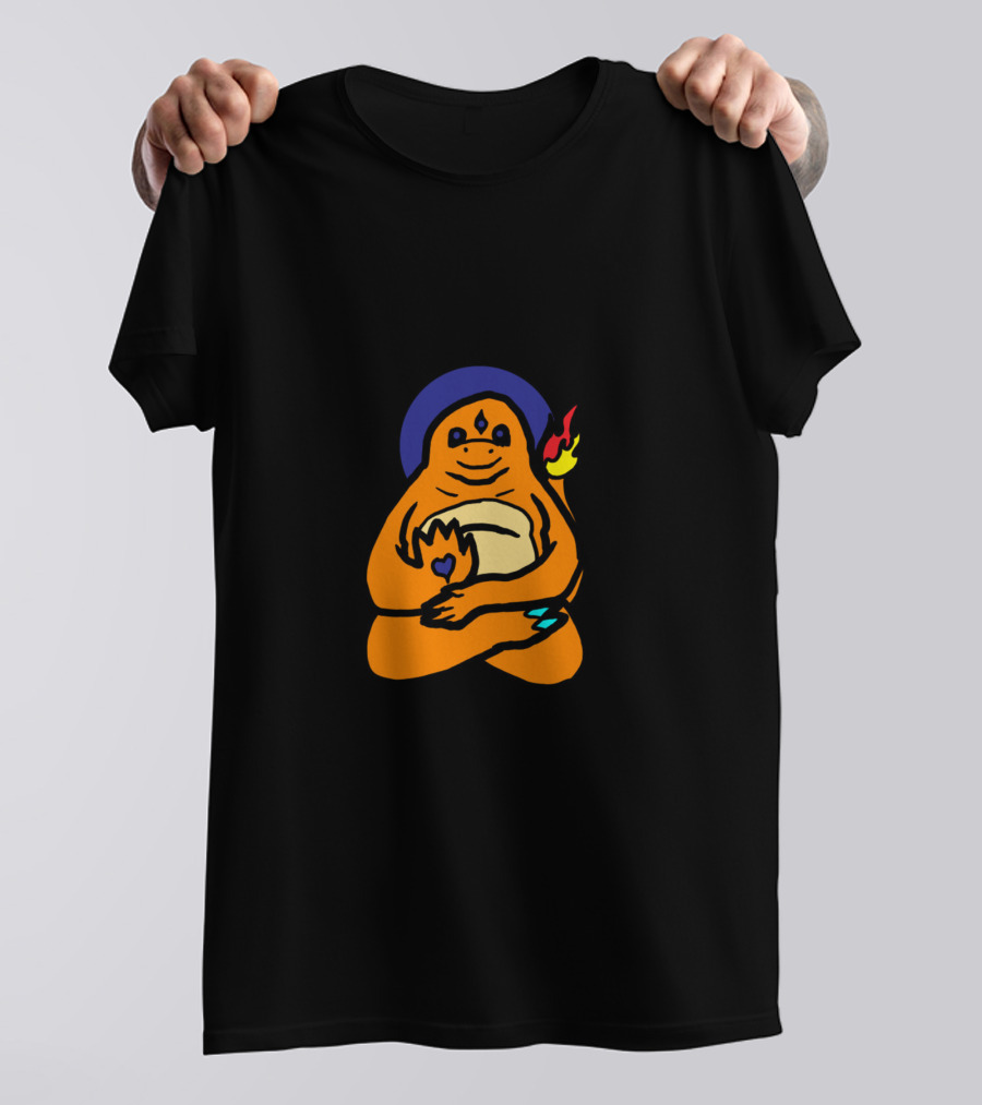 Spirit Animal Lizard Meditation With Enlightened Halo Fire Heart T-Shirt