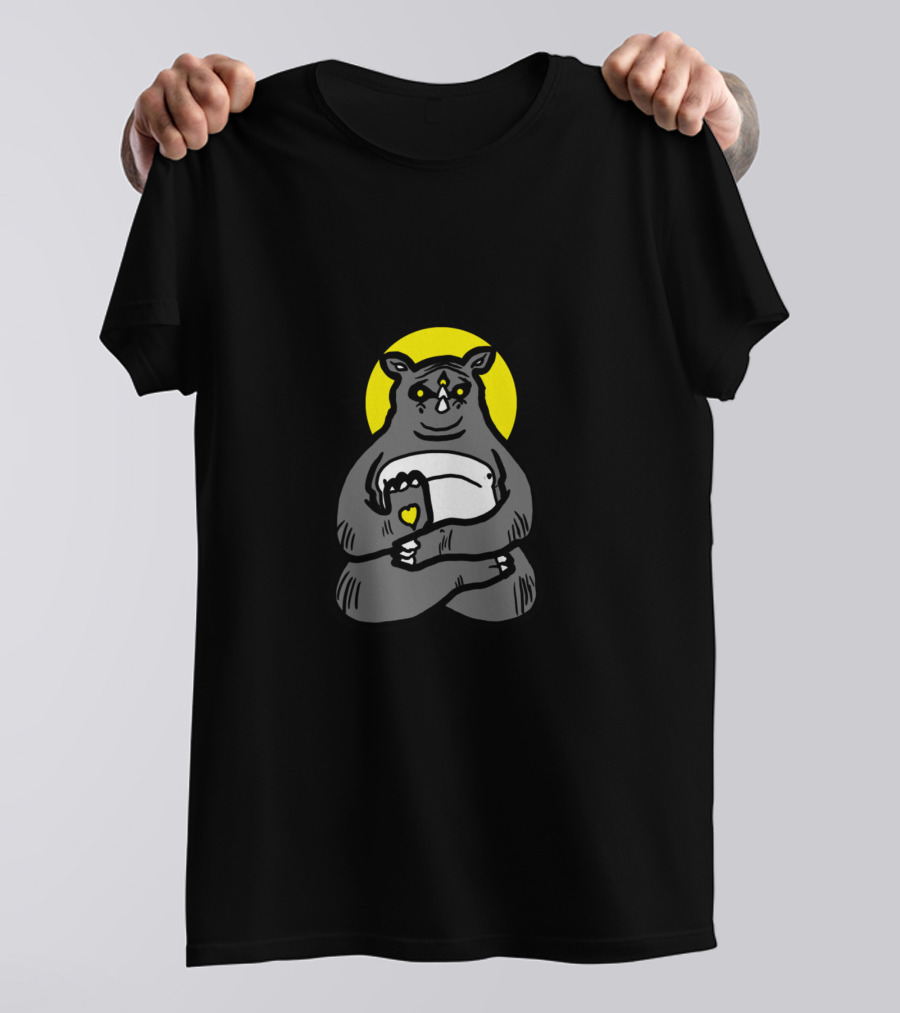 Spirit Animal Rhino Meditating With Yellow Aura T-Shirt