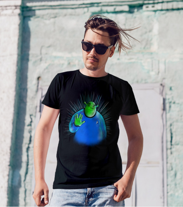 Star Trek Shrek In Spock Uniform With Vulcan Salute T-Shirt