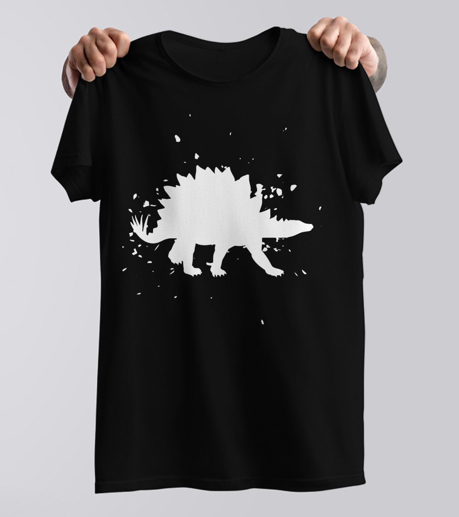 Stegosaurus Dino Silhouette With Splatter Effect T-Shirt