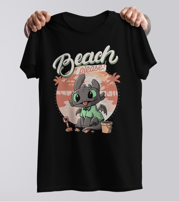 Beach Please Summer Dragon Cute Fun T-Shirt