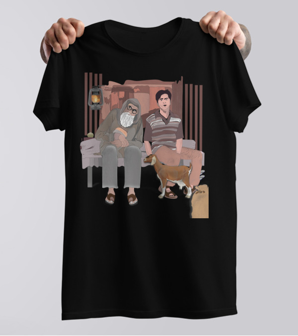 The Old Beardo Man Sitting With Companion And Goat T-Shirt