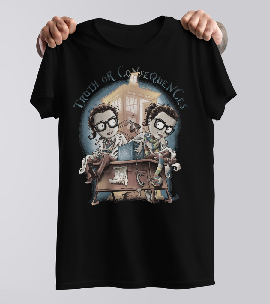 Truth Or Consequences Police Box Time-Travel Desk Duo T-Shirt