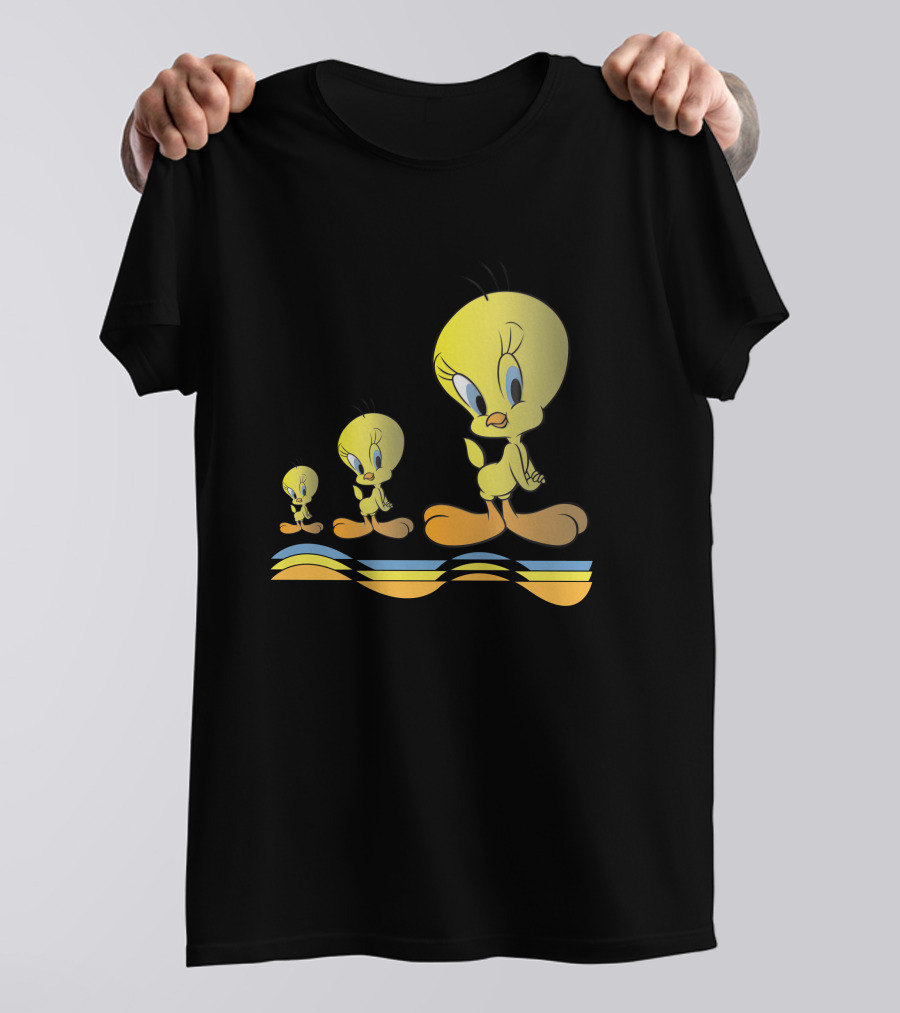 Tweety Bird Walking On Colorful Waves T-Shirt