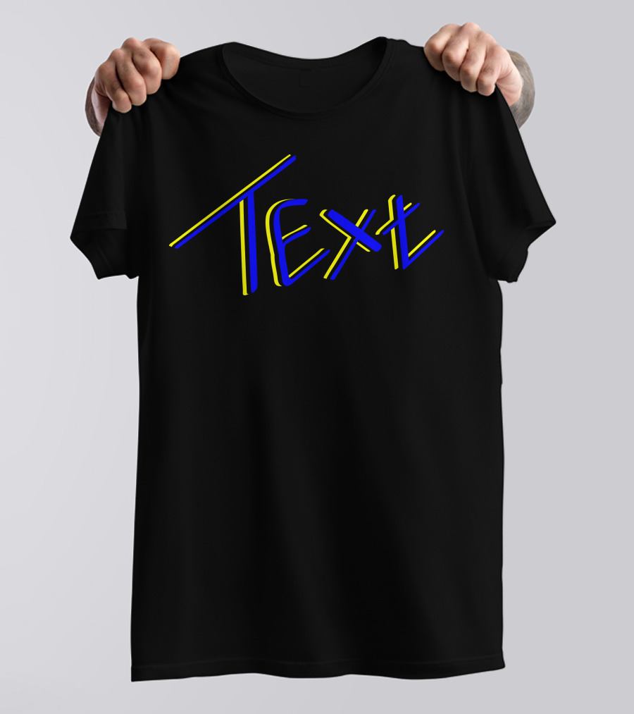 Text Typography Yellow Blue 3D T-Shirt
