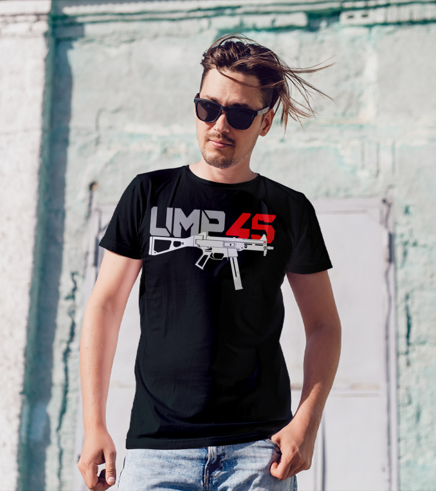 UMP 45 Gun Typography T-Shirt