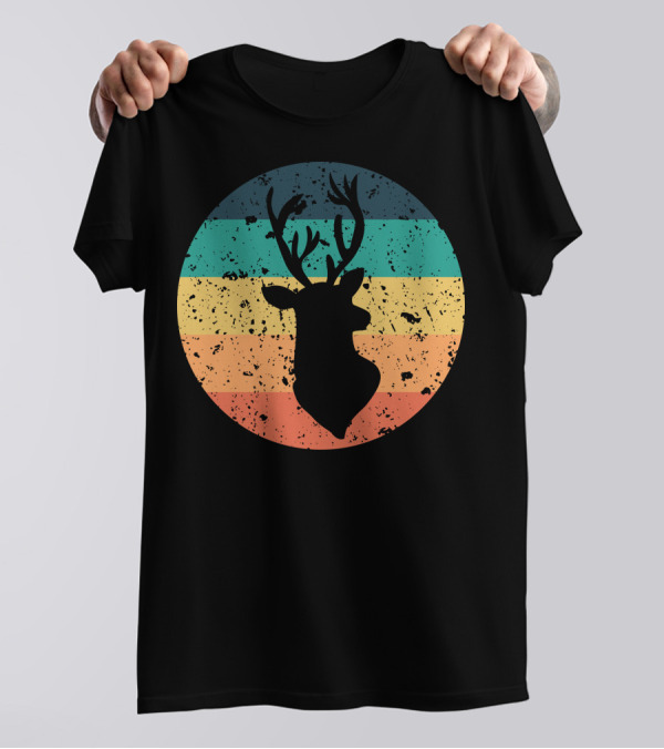 Retro Vintage Distressed Buck Silhouette Circle T-Shirt