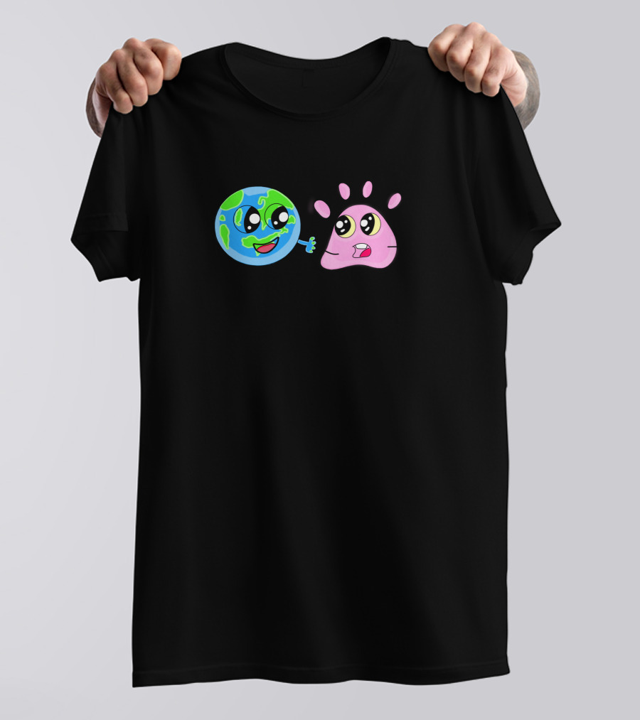 World Environment Day Earth And Pink Character Holding Hands T-Shirt