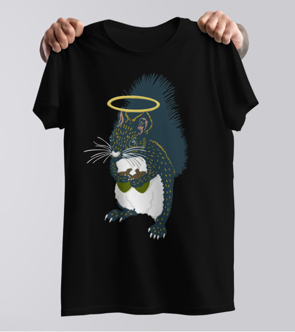 Bless My Nuts Squirrel With Halo Holding Acorns T-Shirt