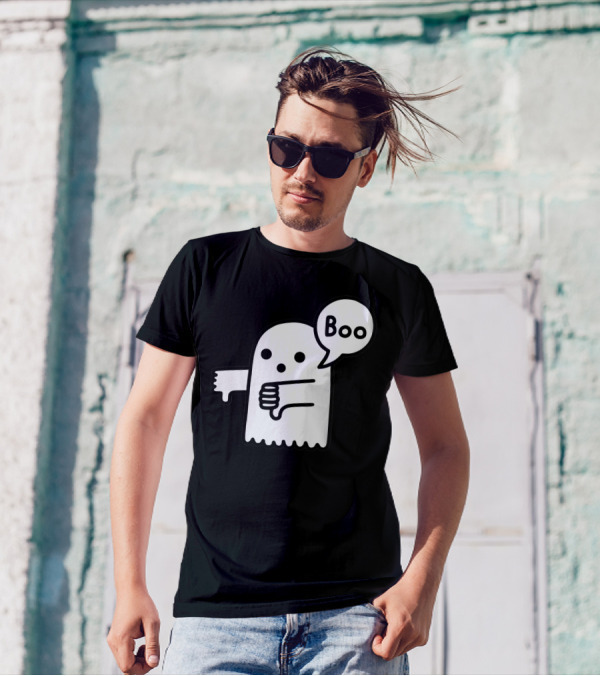 Boo Thumbs Down Ghost Speech Bubble T-Shirt