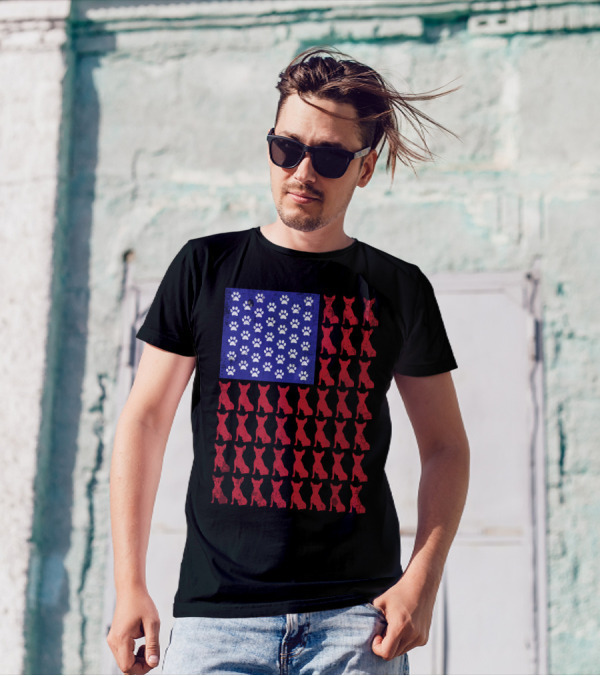 Chihuahua Paw Print American Flag 4th Of July Patriotic T-Shirt
