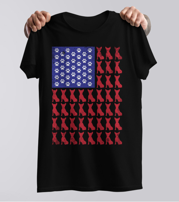 Chihuahua Paw Print American Flag 4th Of July Patriotic T-Shirt