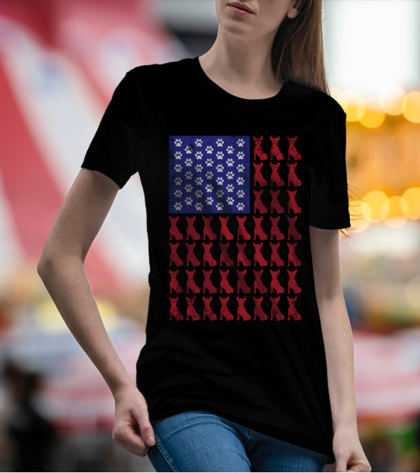 Chihuahua Paw Print American Flag 4th Of July Patriotic T-Shirt