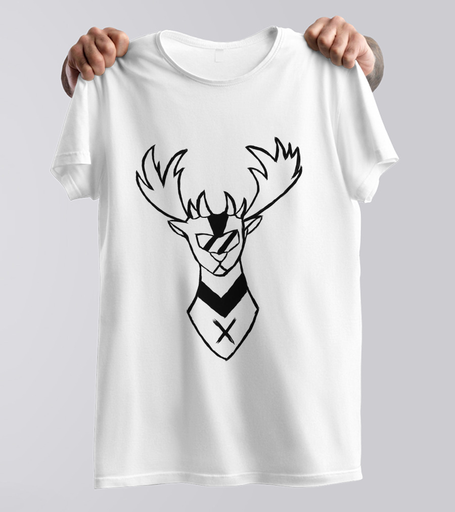 Cyborg Deer Geometric Antler T-Shirt