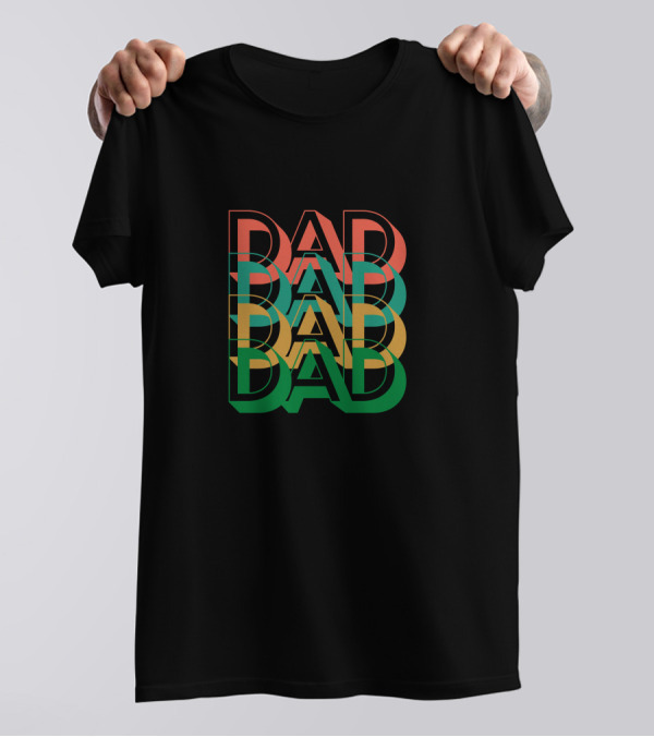 Dad Multicolor Layered Text T-Shirt