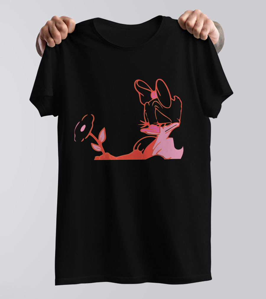Daffy Duck With Flower Neon Outline T-Shirt