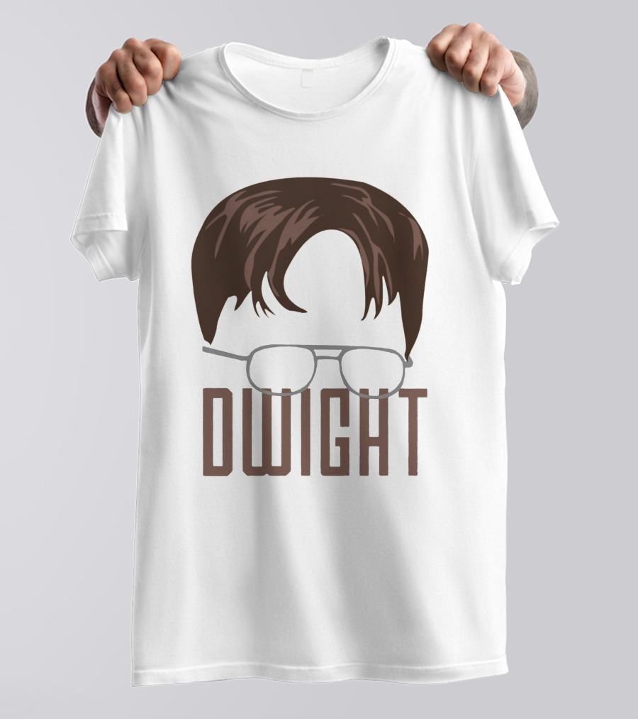 Dwight Hair And Glasses Icon With Name T-Shirt