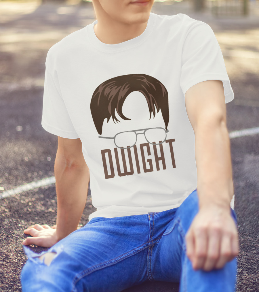 Dwight Hair And Glasses Icon With Name T-Shirt