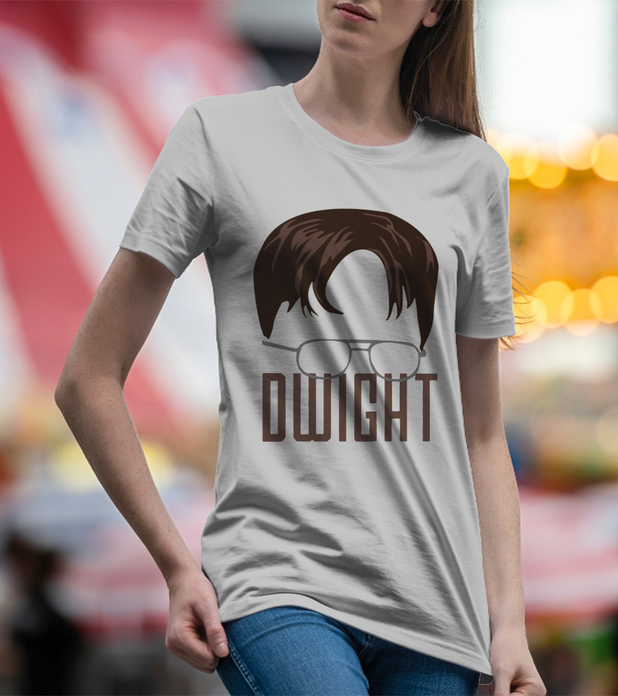 Dwight Hair And Glasses Icon With Name T-Shirt