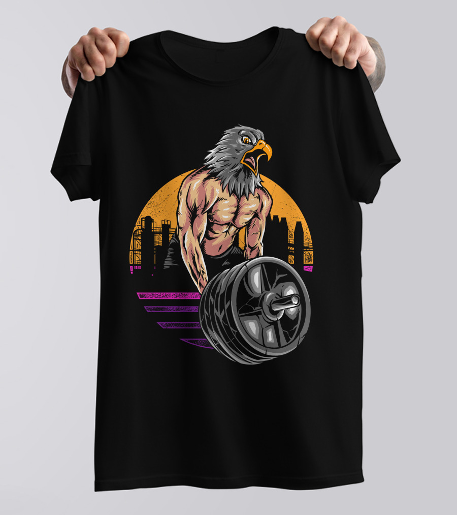 Eagle Gym Powerlifting City Skyline Fitness T-Shirt