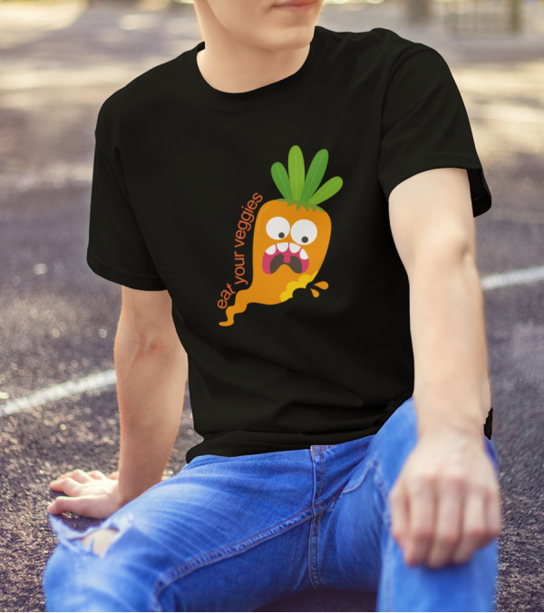 Eat Your Veggies Funny Animated Carrot Reaction T-Shirt