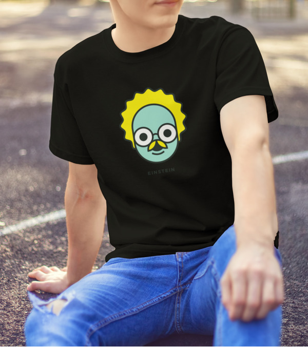 Einstein Cartoon Character With Yellow Hair And Glasses T-Shirt