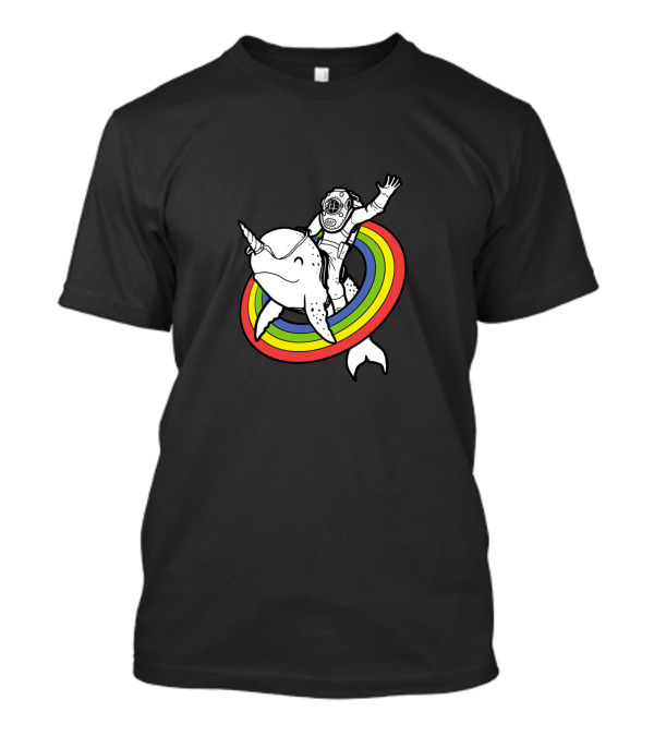 Epic Diving Suit Ride On Rainbow Narwhal T-Shirt