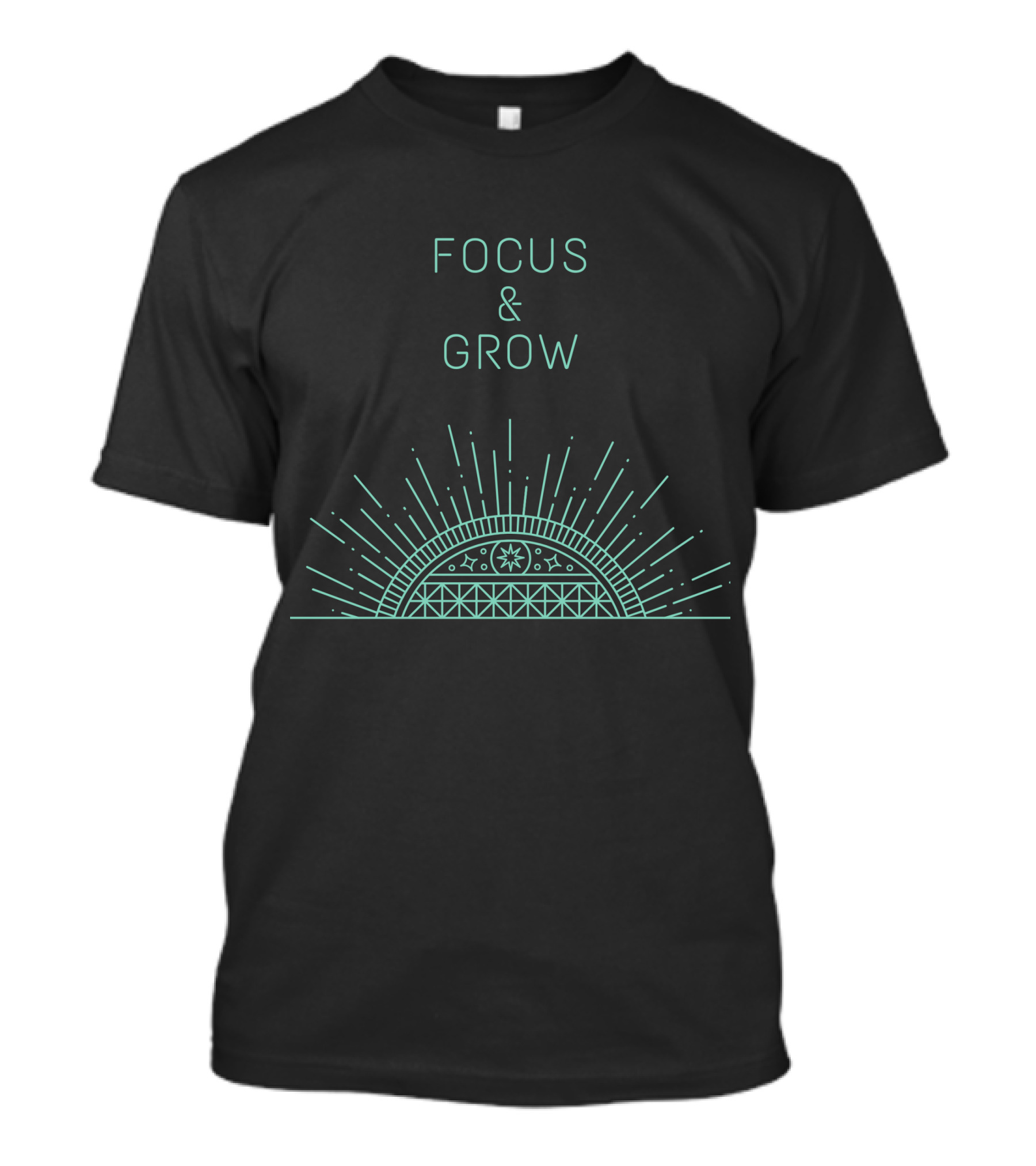 Focus And Grow Sunburst Design With Geometric Radiance Elements T-Shirt