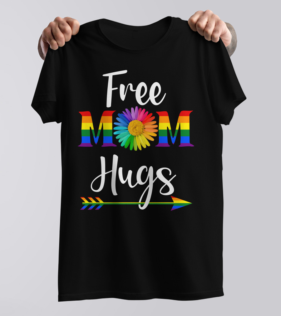 Free Mom Hugs Rainbow Flower Arrow T-Shirt