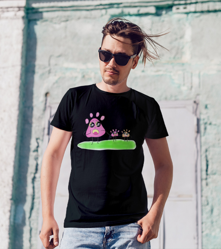 Cute Parenting Paws Family Illustration For Global Day Of Parents T-Shirt