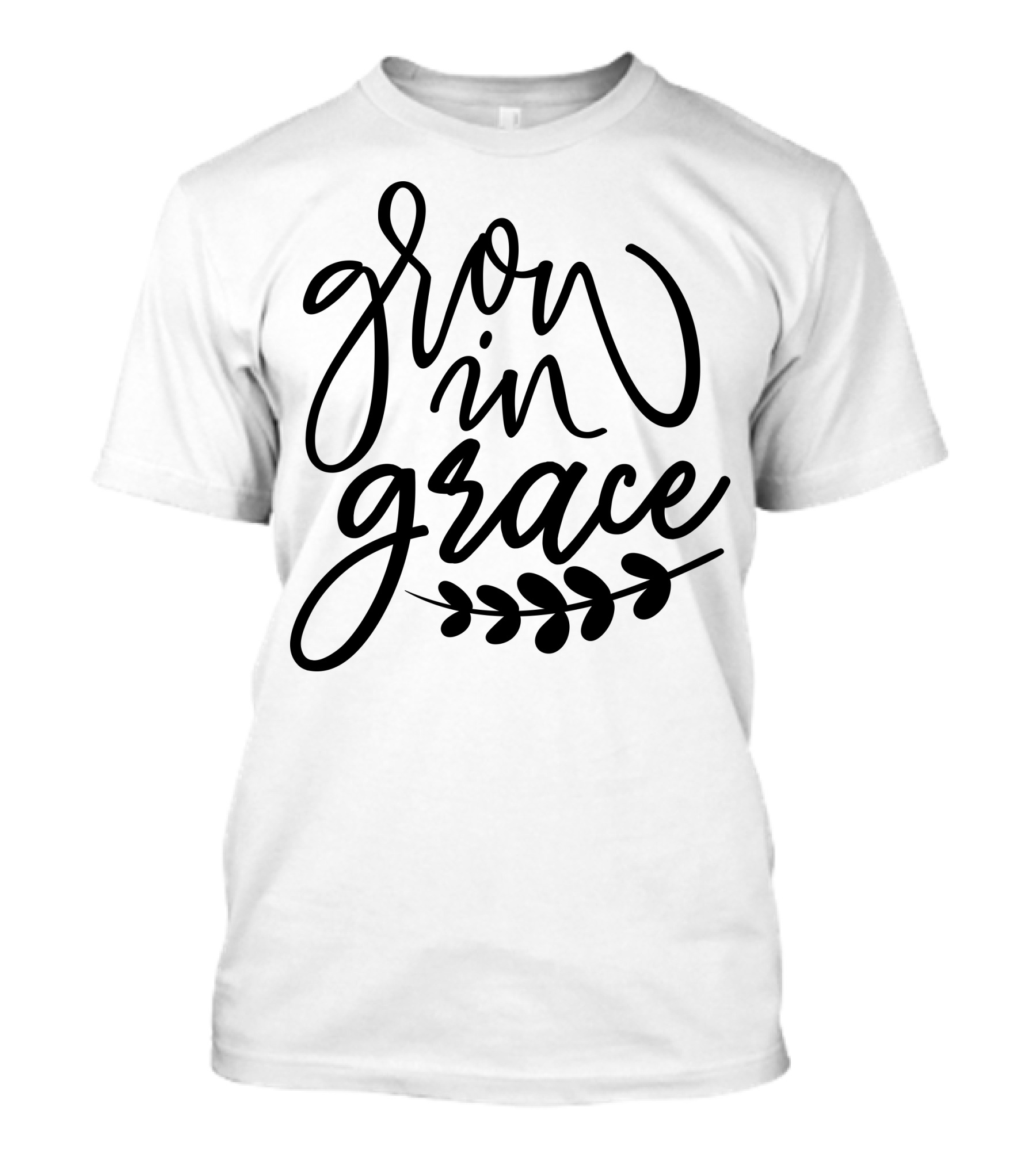 Grow In Grace Flourish With Leaf Motif T-Shirt