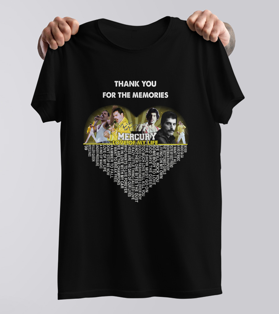 Thank You For The Memories Mercury Love Of My Life Heart T-Shirt