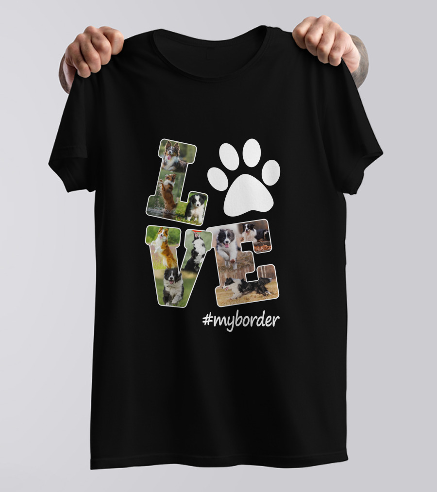 LOVE Paw Print Border Collie #myborder T-Shirt
