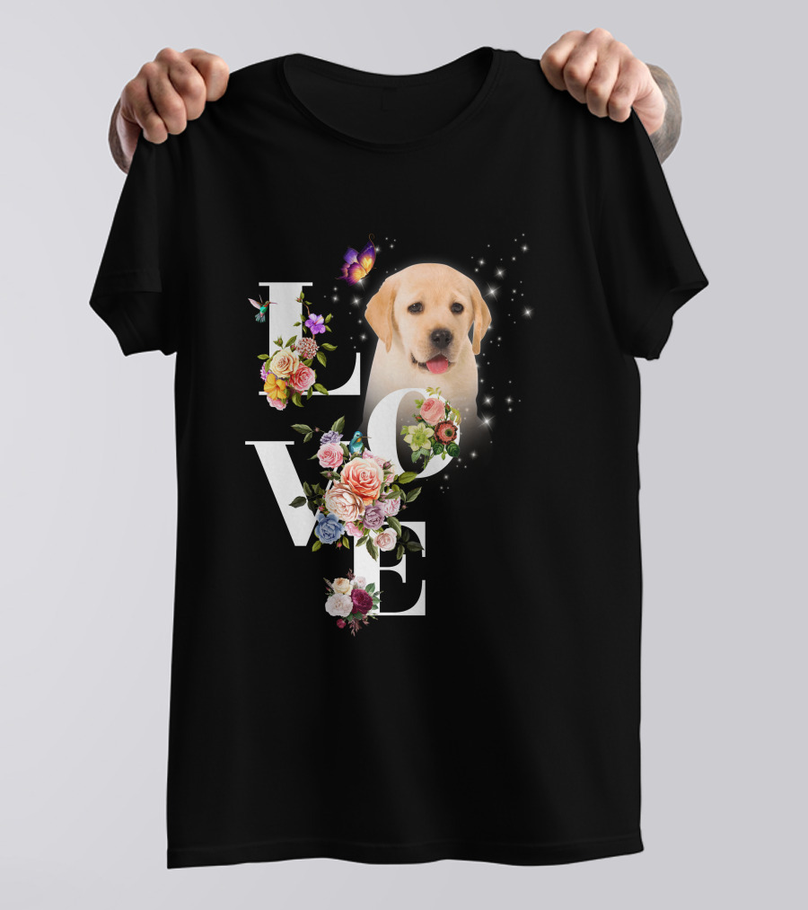 LOVE Labrador Flowers Butterfly Puppy Magic T-Shirt