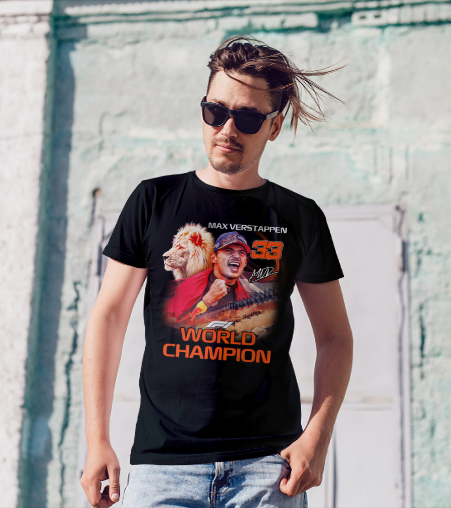 Max Verstappen 33 World Champion Felice Mav Lion F1 T-Shirt