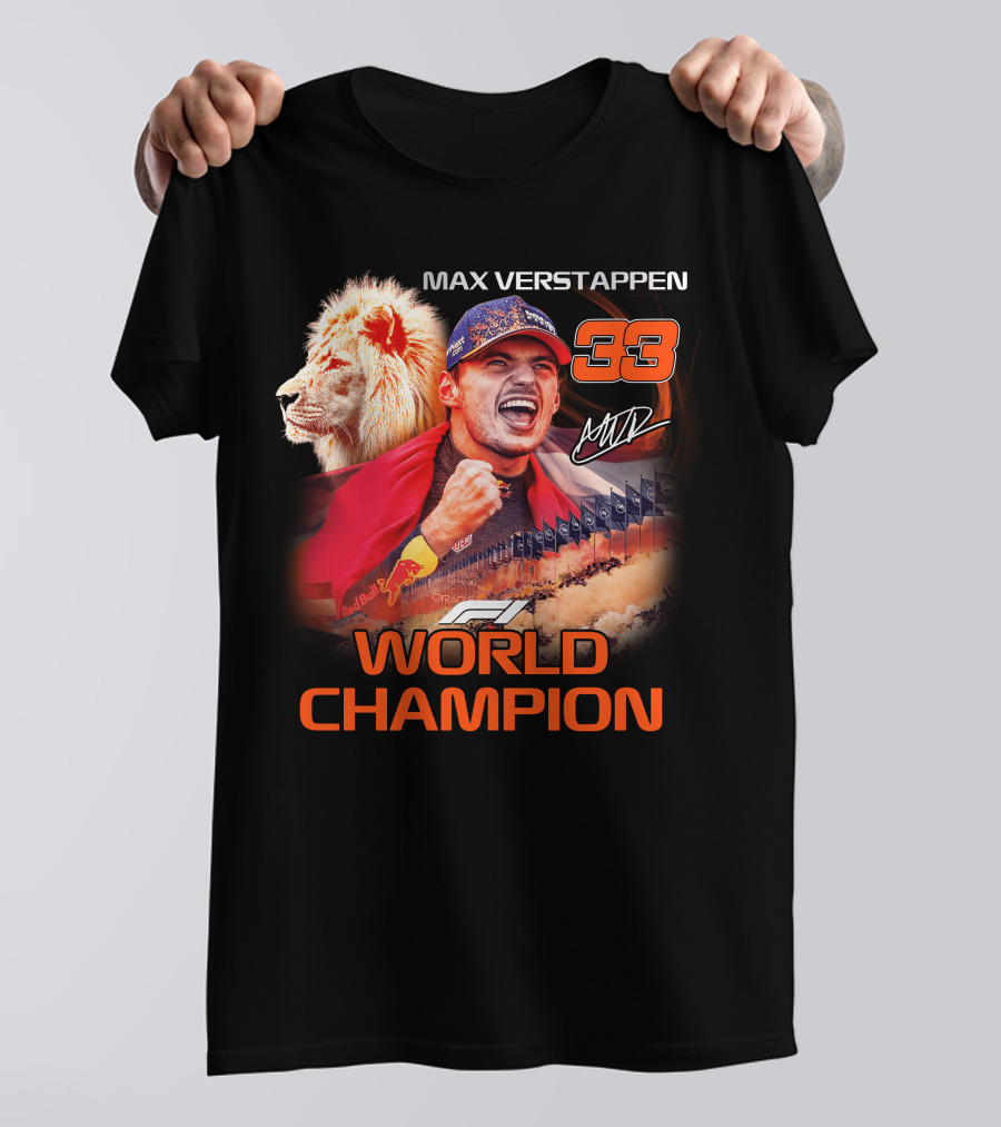 Max Verstappen 33 World Champion Felice Mav Lion F1 T-Shirt